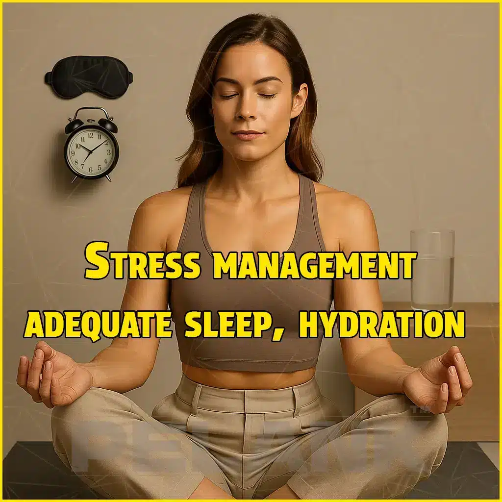 Stress Management, Quality Sleep, Hydration