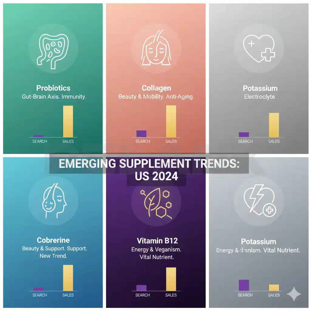 Review of the Top 10 Most Searched Supplements in the U.S.: Sales, Popularity, and Benefits