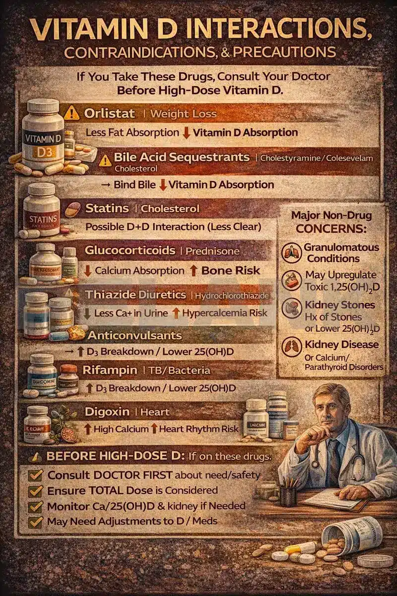 Drug Interactions and Contraindications / Cautions for Vitamin D