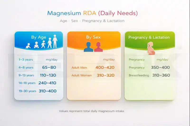 Daily magnesium requirements